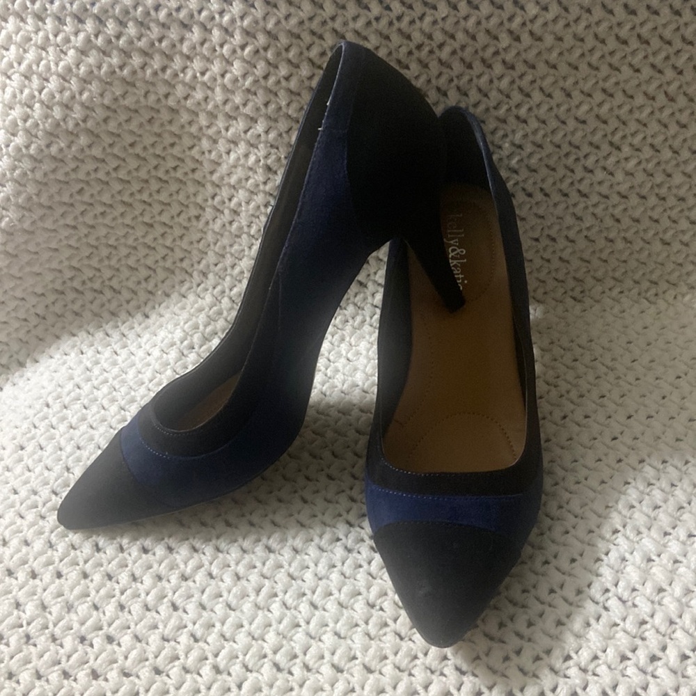 Kelly & Katie Blue/Black Suede Heel-Women’s Size 9.5